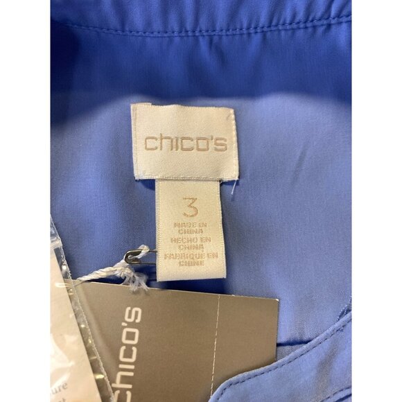 Chicos Womens Top Blouse Size 3 Large Sleeveless Blue V-Neck Casual NWT New - Picture 6 of 9
